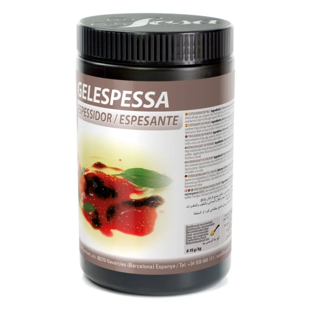 Jar of Gelespessa, the xanthan gum thickener from Sosa