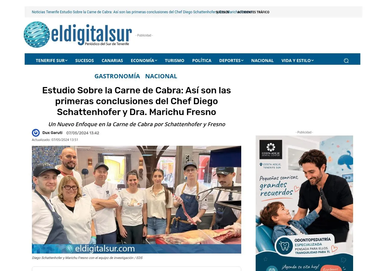 Cabecera del artículo de El Digital Sur sobre las primeras conclusiones del estudio de la carne de cabra