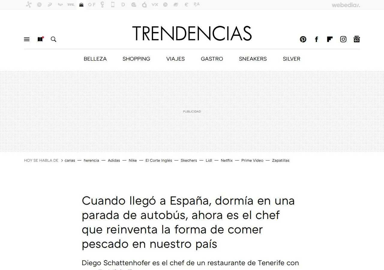 Cabecera del artículo de Trendencias con el titular del perfil de Diego Schattenhofer