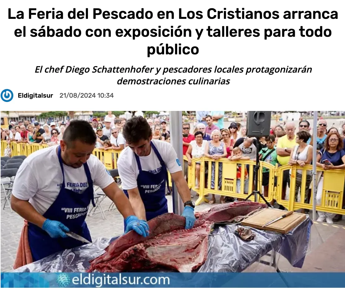 Recorte de El Digital Sur sobre la feria con el despiece de un atún