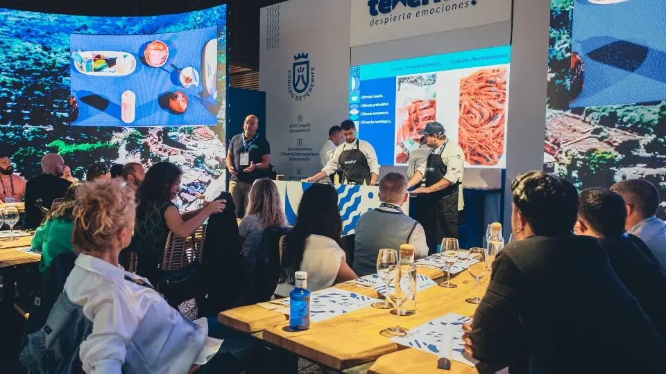 Audience seated at tables during Tenerife’s show cooking session at Gastronomika 2024