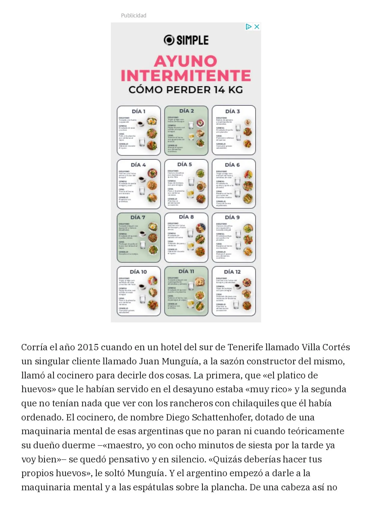 Page 3 of 7 of the article “La cocina a través de un huevo”, by Benjamín Lana