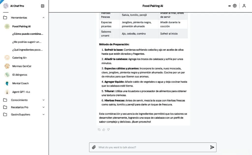 Step-by-step preparation method generated by Food Pairing AI in the conversation