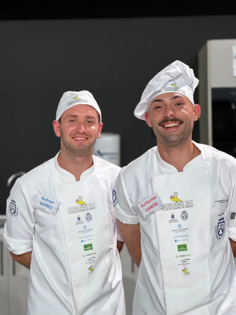 Nahuel Núñez and Guillermo García smile in their championship jackets at GastroCanarias 2024
