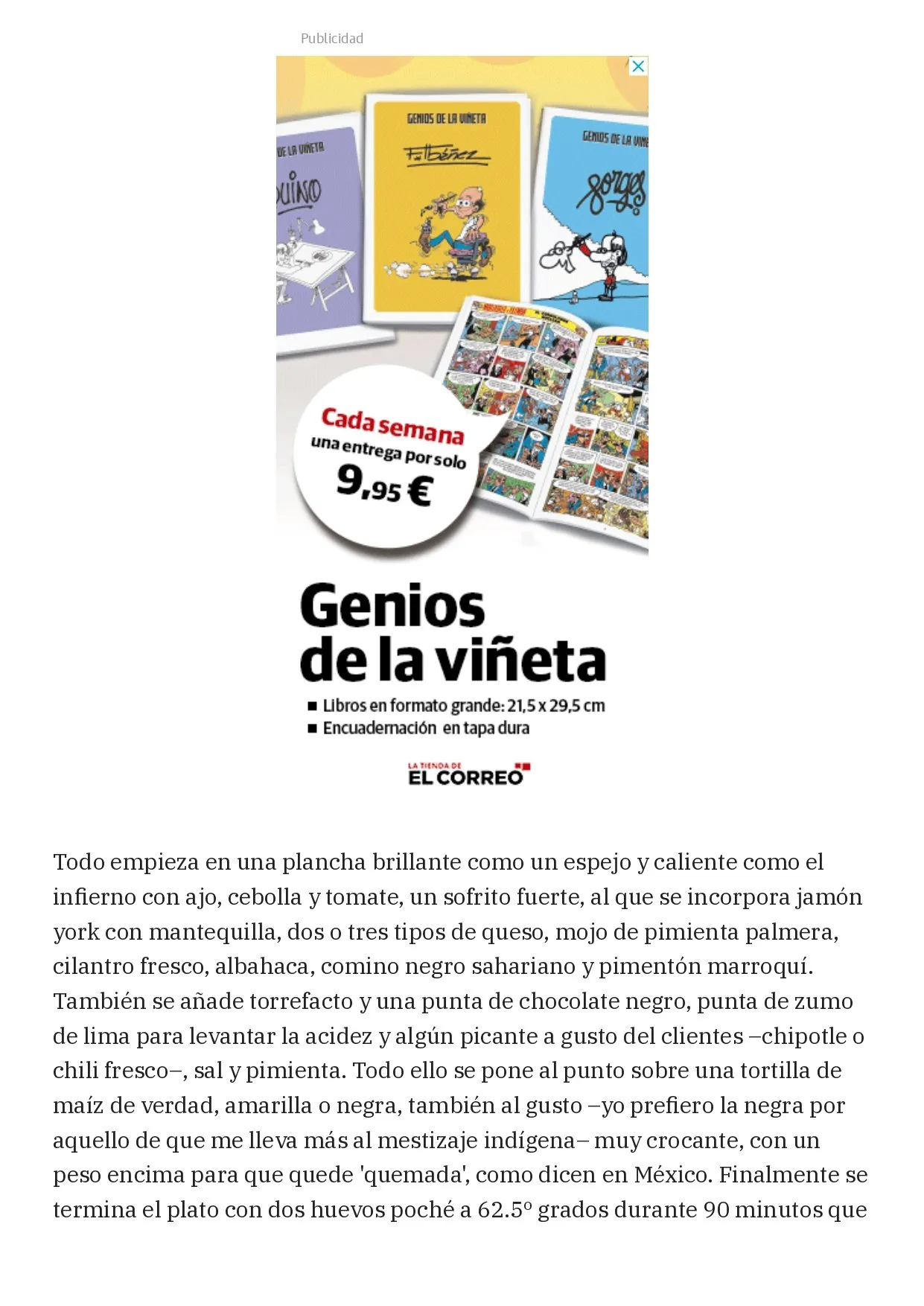 Page 6 of 7 of the article “La cocina a través de un huevo”, by Benjamín Lana