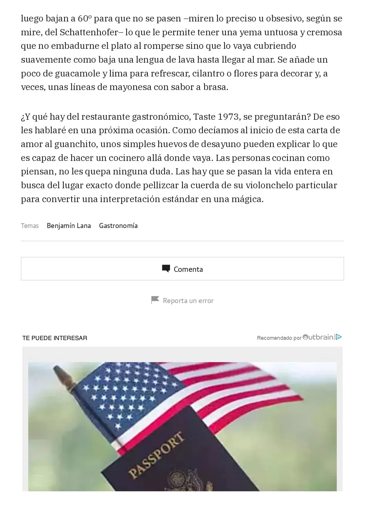 Page 7 of 7 of the article “La cocina a través de un huevo”, by Benjamín Lana
