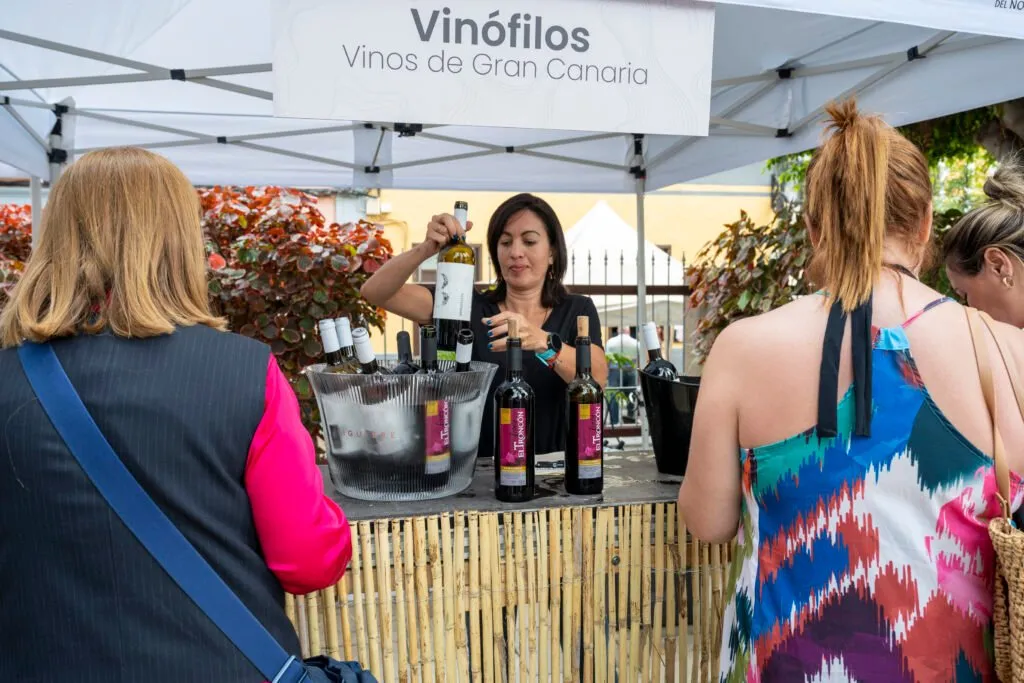 Crowd at the Vinófilos stall, Gran Canaria wines, during the Comida Popular