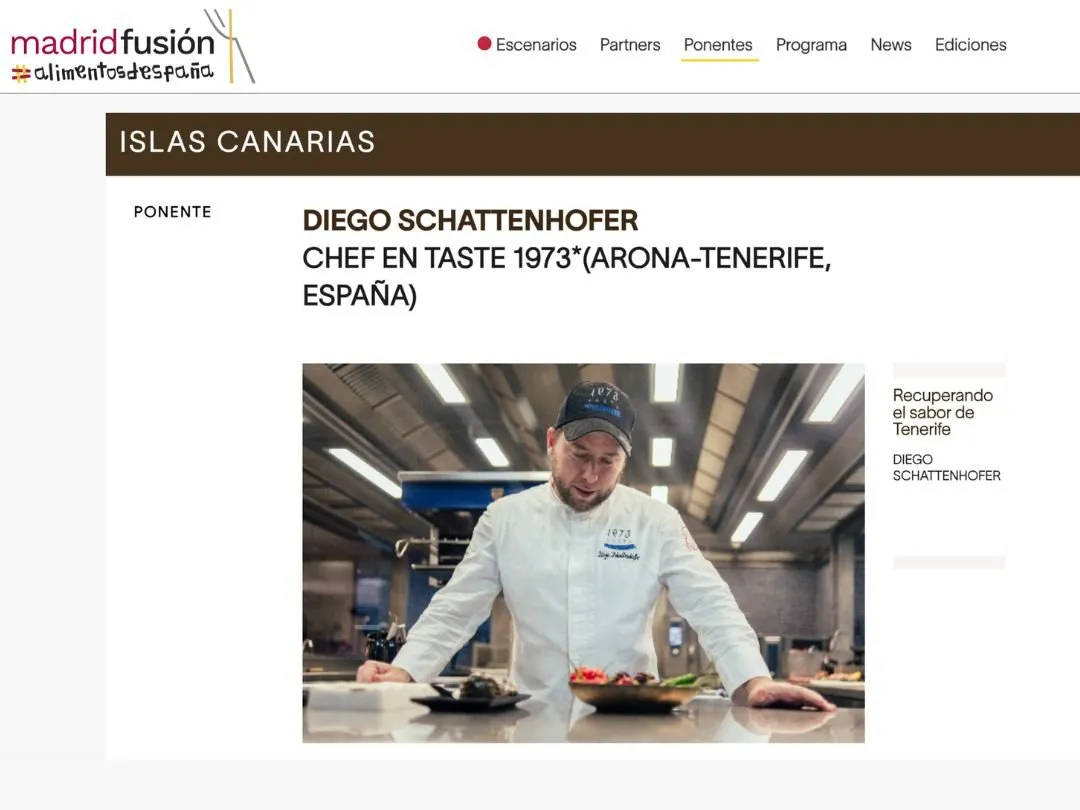 Diego Schattenhofer's speaker profile for the Canary Islands on the official Madrid Fusión website