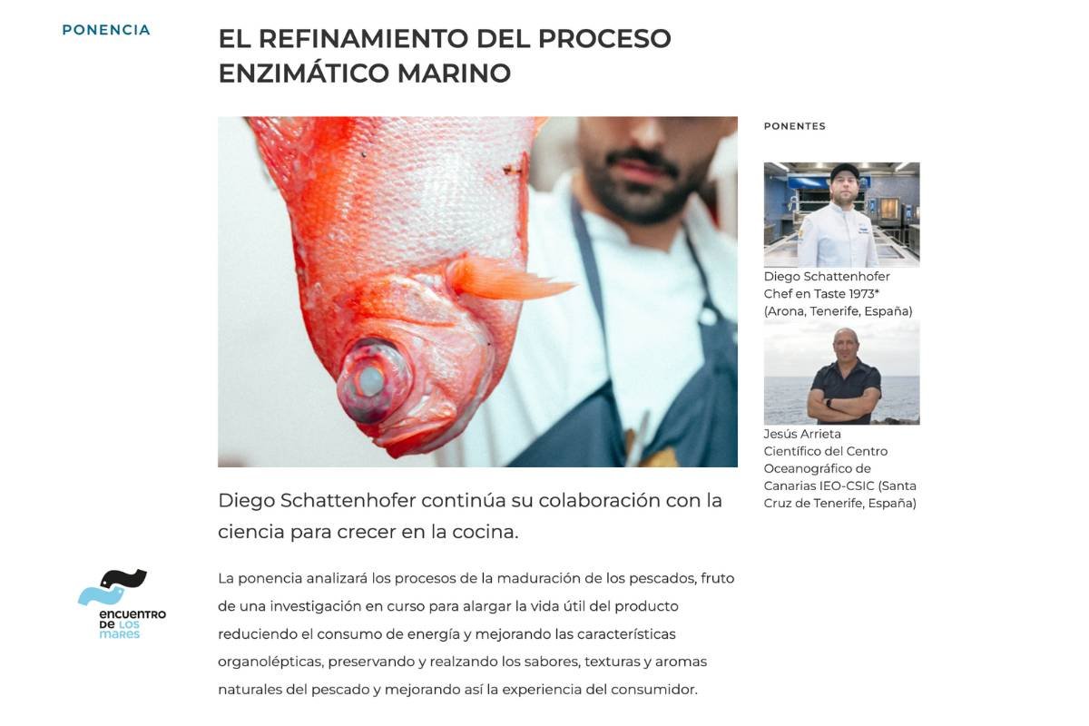 VI Encuentro de los Mares 2024 - chef diego schattenhofer - refinamiento del procesos enzimatico marino