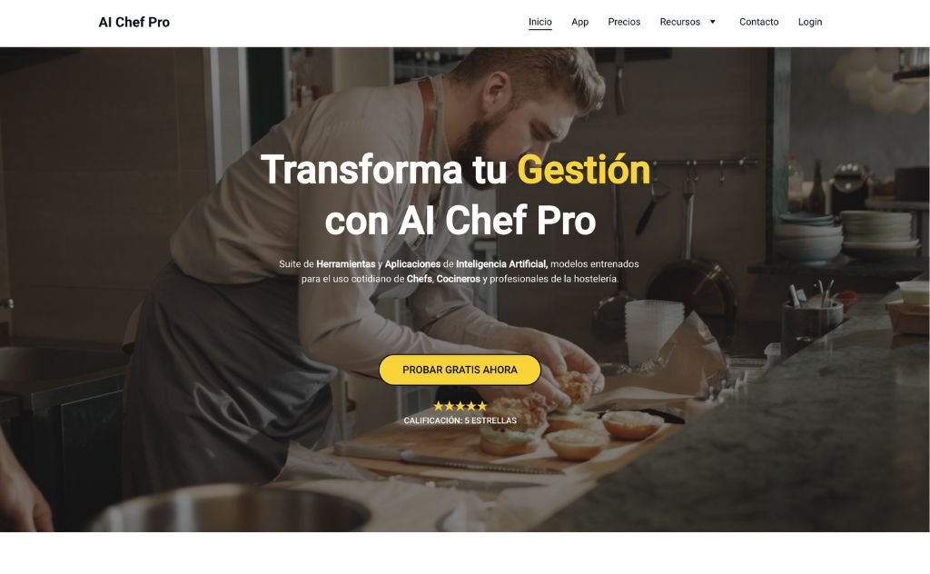 AI Chef Pro - Suite de Herramientas y Aplicaciones de Inteligencia Artificial, modelos entrenados para el uso cotidiano de Chefs, Cocineros y profesionales de la hostelería.